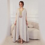 Women's Linen Fringe Traditional Long Robe - Image 2