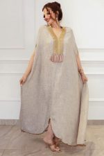 Women's Linen Fringe Traditional Long Robe - Image 6